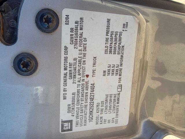 Photo 10 from auction – 2004 CHEVROLET SILVERADO with VIN 1GCHK29224E274404