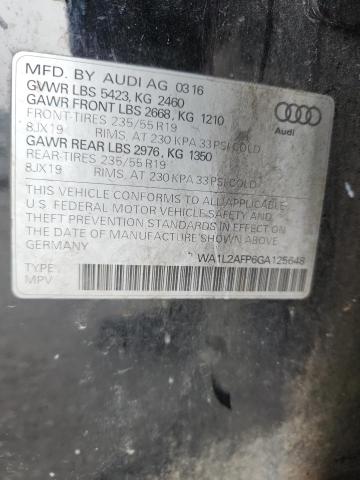 Photo 14 from auction – 2016 AUDI Q5 PREMIUM with VIN WA1L2AFP6GA125648