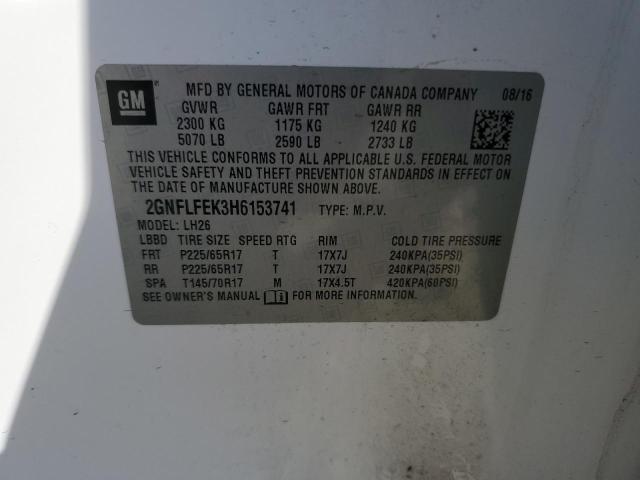 Photo 14 from auction – 2017 CHEVROLET EQUINOX LT with VIN 2GNFLFEK3H6153741