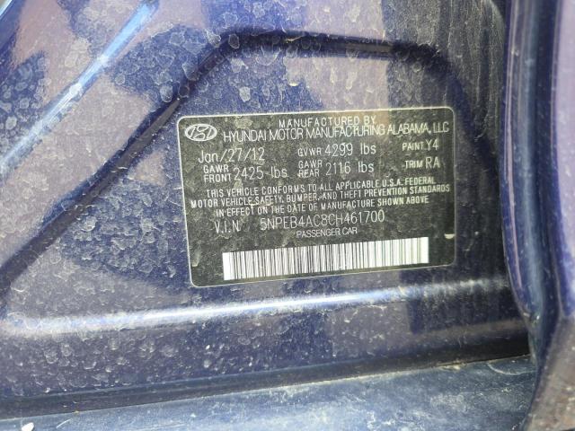 Photo 10 from auction – 2012 HYUNDAI SONATA GLS with VIN 5NPEB4AC8CH461700