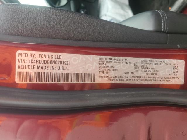 Photo 14 from auction – 2022 DODGE DURANGO GT with VIN 1C4RDJDG8NC201921