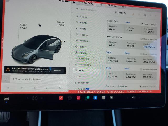 Photo 9 from auction – 2020 TESLA MODEL 3 with VIN 5YJ3E1EBXLF794803