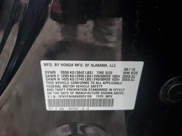 Photo 14 from auction – 2019 HONDA PILOT TOUR with VIN 5FNYF6H66KB024160