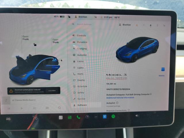 Photo 9 from auction – 2020 TESLA MODEL 3 with VIN 5YJ3E1EC7LF602004