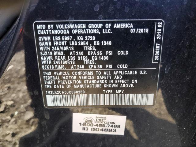 Photo 14 from auction – 2018 VOLKSWAGEN ATLAS SE with VIN 1V2LR2CA0JC586250