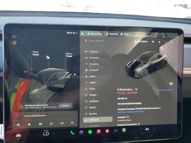 Photo 9 from auction – 2022 TESLA MODEL Y with VIN 7SAYGDEF0NF380620