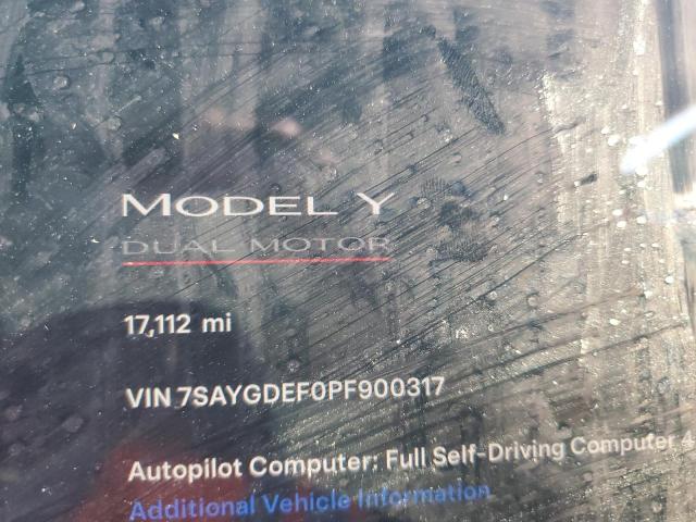 Фото 9 с аукциона – 2023 TESLA MODEL Y с VIN 7SAYGDEF0PF900317