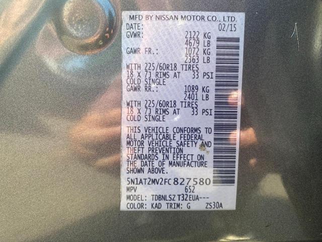 Photo 10 from auction – 2015 NISSAN ROGUE S with VIN 5N1AT2MV2FC 82758
