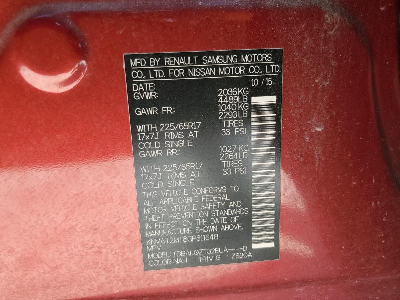 Photo 14 from auction – 2016 NISSAN ROGUE S with VIN KNMAT2MT8GP611648