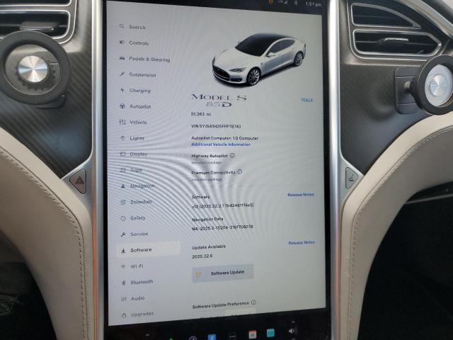 Photo 9 from auction – 2015 TESLA MODEL S 85D with VIN 5YJSA1H25FFP78743