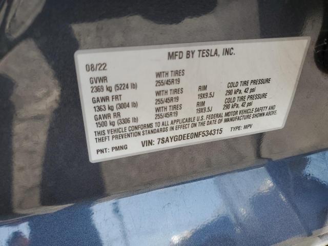 Photo 14 from auction – 2022 TESLA MODEL Y with VIN 7SAYGDEE0NF534315