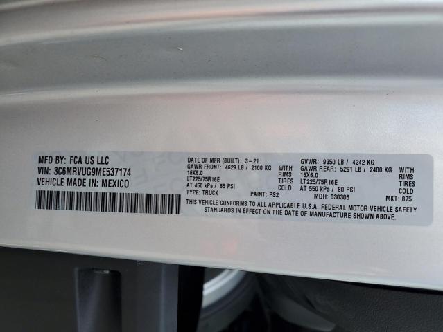Photo 10 from auction – 2021 RAM PROMASTER with VIN 3C6MRVUG9ME537174