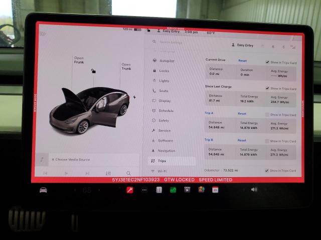 Photo 9 from auction – 2022 TESLA MODEL 3 with VIN 5YJ3E1EC2NF103923