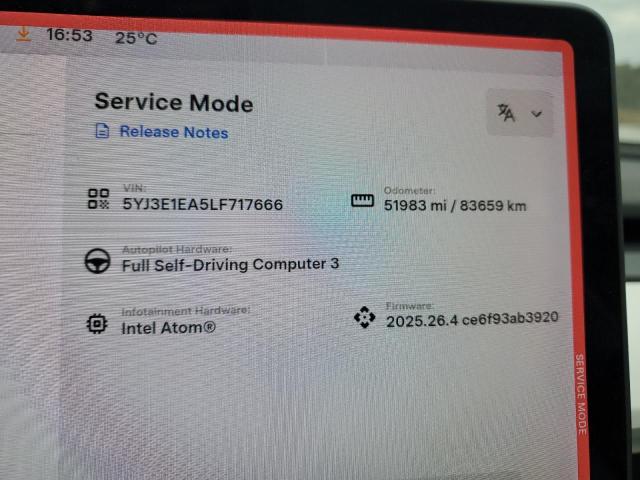 Photo 9 from auction – 2020 TESLA MODEL 3 with VIN 5YJ3E1EA5LF717666