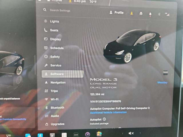 Photo 9 from auction – 2022 TESLA MODEL 3 with VIN 5YJ3E1EB9NF186970