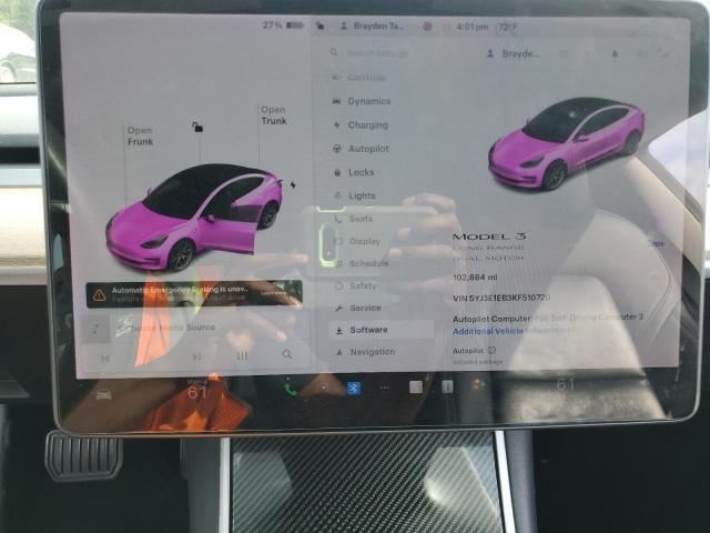 Photo 9 from auction – 2019 TESLA MODEL 3 with VIN 5YJ3E1EB3KF510720