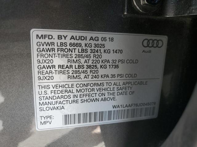 Photo 14 from auction – 2018 AUDI Q7 PREMIUM with VIN WA1LAAF78JD045079