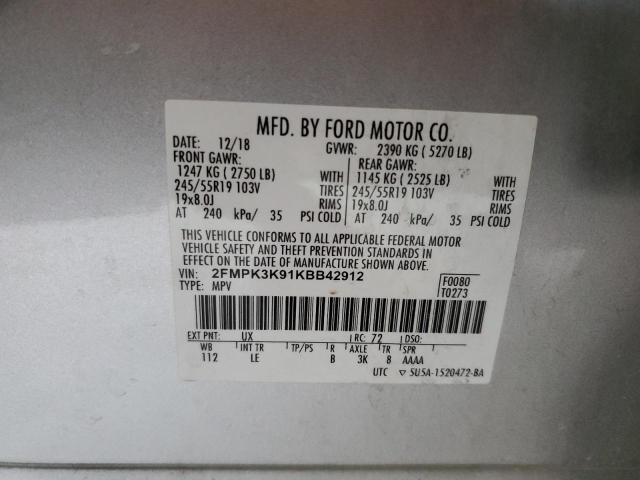 Photo 14 from auction – 2019 FORD EDGE TITAN with VIN 2FMPK3K91KBB42912
