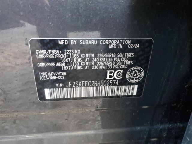Photo 14 from auction – 2024 SUBARU FORESTER S with VIN JF2SKEFC2RH502574