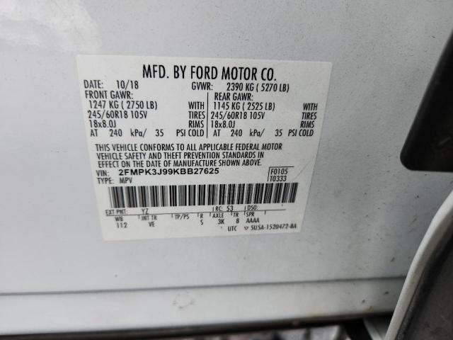Photo 14 from auction – 2019 FORD EDGE SEL with VIN 2FMPK3J99KBB27625