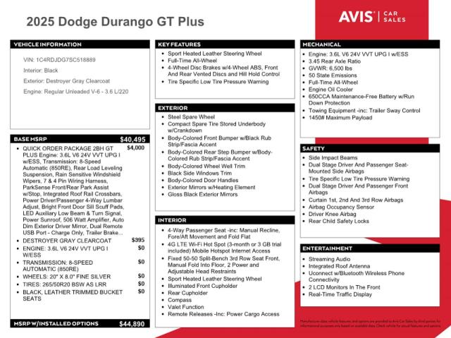 Photo 13 from auction – 2025 DODGE DURANGO GT with VIN 1C4RDJDG7SC518889