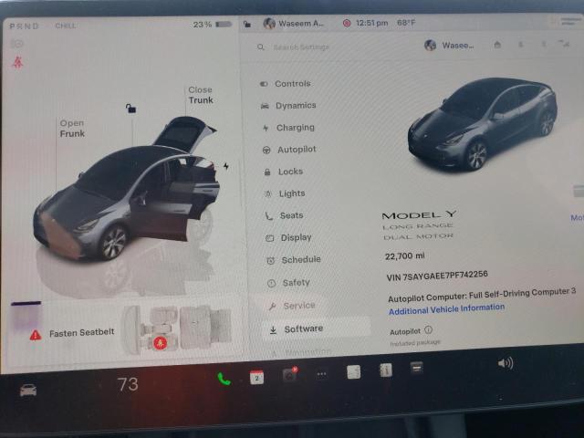 Photo 9 from auction – 2023 TESLA MODEL Y with VIN 7SAYGAEE7PF742256