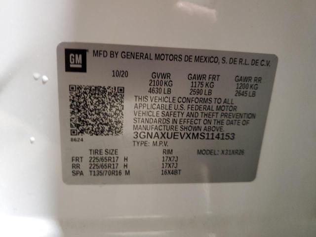 Photo 14 from auction – 2021 CHEVROLET EQUINOX LT with VIN 3GNAXUEVXMS114153