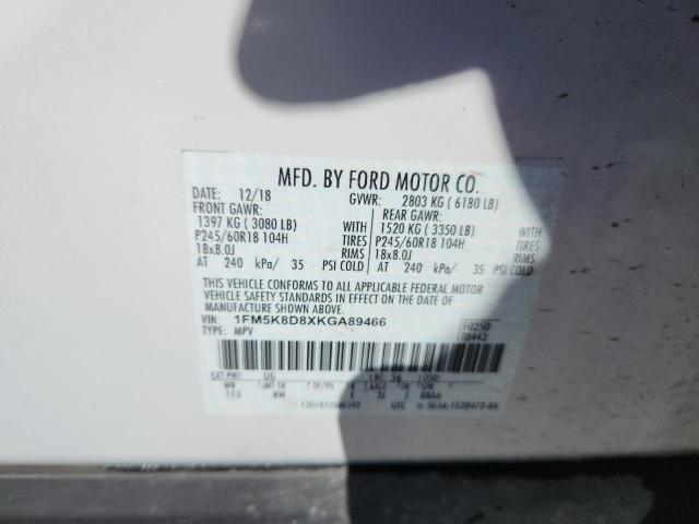 Photo 14 from auction – 2019 FORD EXPLORER X with VIN 1FM5K8D8XKGA89466