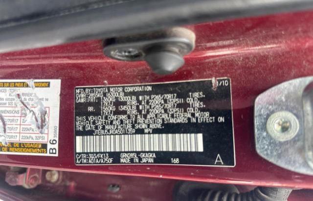 Photo 10 from auction – 2010 TOYOTA 4RUNNER SR with VIN JTEBU5JR0A5011359