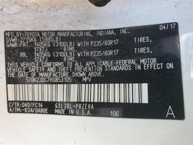Photo 14 from auction – 2017 TOYOTA SIENNA LE with VIN 5TDKZ3DC7HS853105