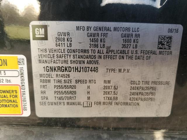 Photo 14 from auction – 2017 CHEVROLET TRAVERSE L with VIN 1GNKRGKD1HJ107448