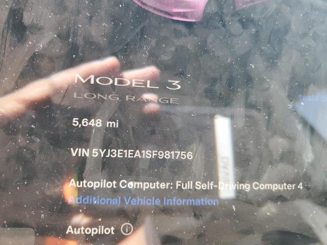 Photo 9 from auction – 2025 TESLA MODEL 3 with VIN 5YJ3E1EA1SF981756