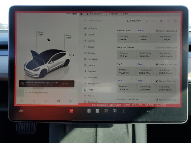 Photo 9 from auction – 2022 TESLA MODEL 3 with VIN 5YJ3E1EB3NF326530