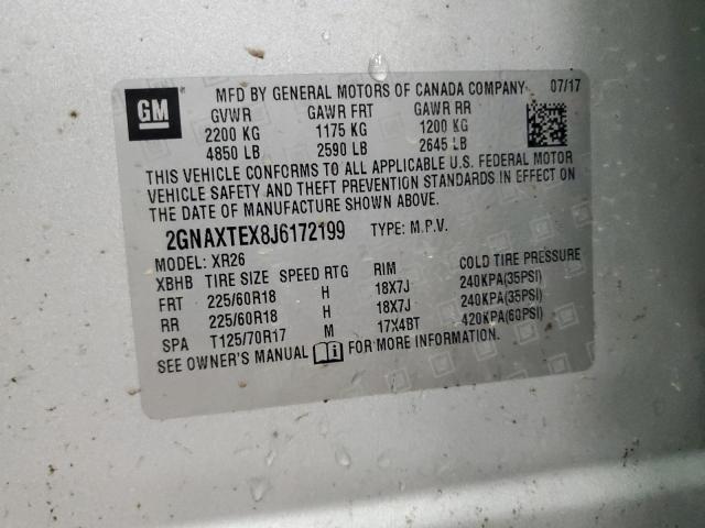 Photo 14 from auction – 2018 CHEVROLET EQUINOX LT with VIN 2GNAXTEX8J6172199