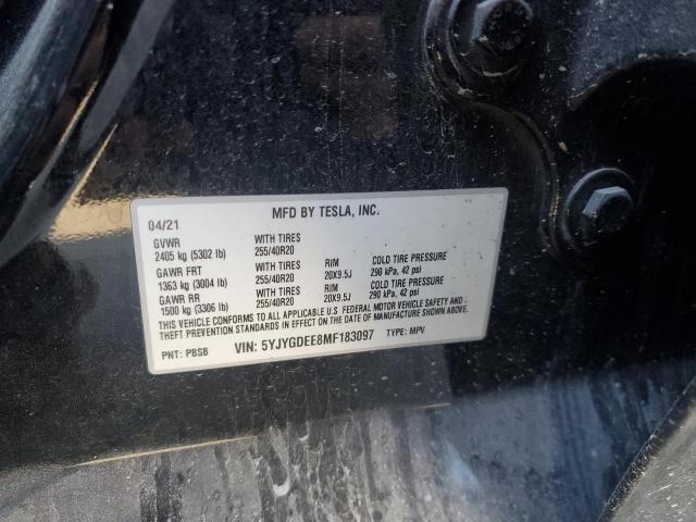 Photo 14 from auction – 2021 TESLA MODEL Y with VIN 5YJYGDEE8MF183097