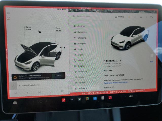 Photo 9 from auction – 2021 TESLA MODEL Y with VIN 5YJYGDEE1MF274521