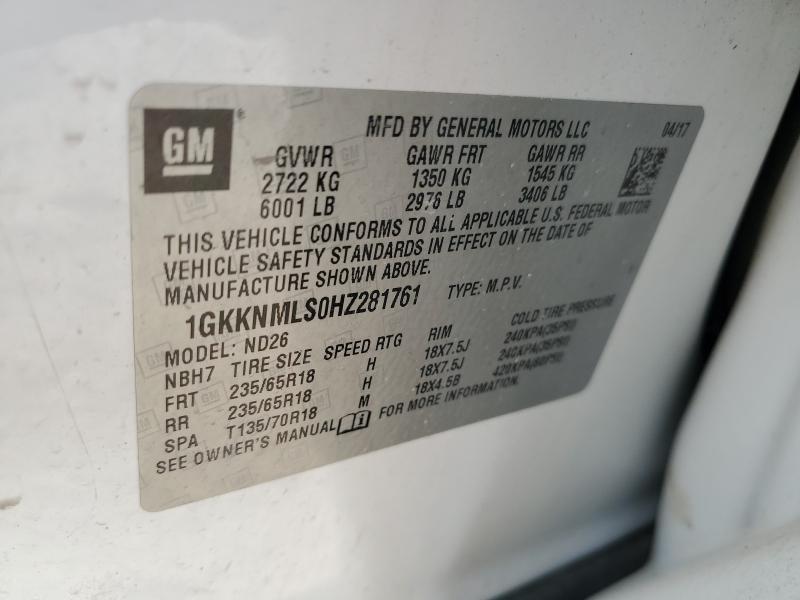 Photo 14 from auction – 2017 GMC ACADIA SLT with VIN 1GKKNMLS0HZ281761