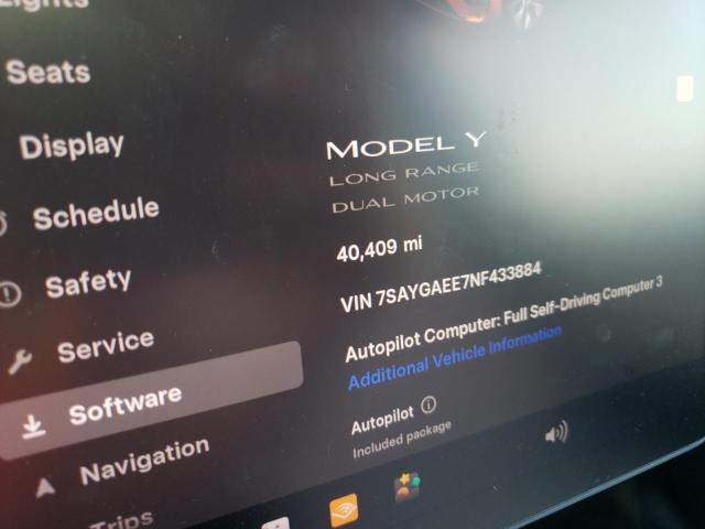 Photo 9 from auction – 2022 TESLA MODEL Y with VIN 7SAYGAEE7NF433884