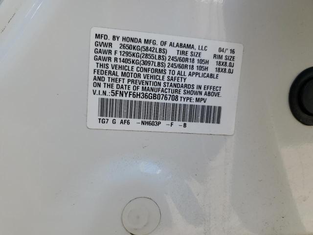 Zdjęcie 14 z aukcji – 2016 HONDA PILOT EX z VIN 5FNYF6H36GB076708