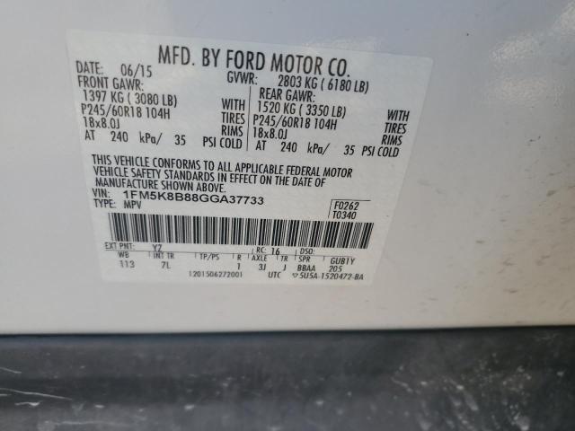 Photo 14 from auction – 2016 FORD EXPLORER with VIN 1FM5K8B88GGA37733