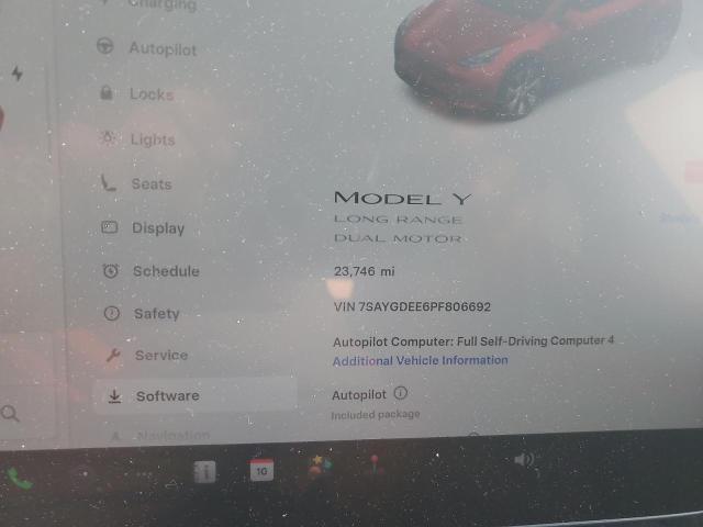 Photo 9 from auction – 2023 TESLA MODEL Y with VIN 7SAYGDEE6PF806692