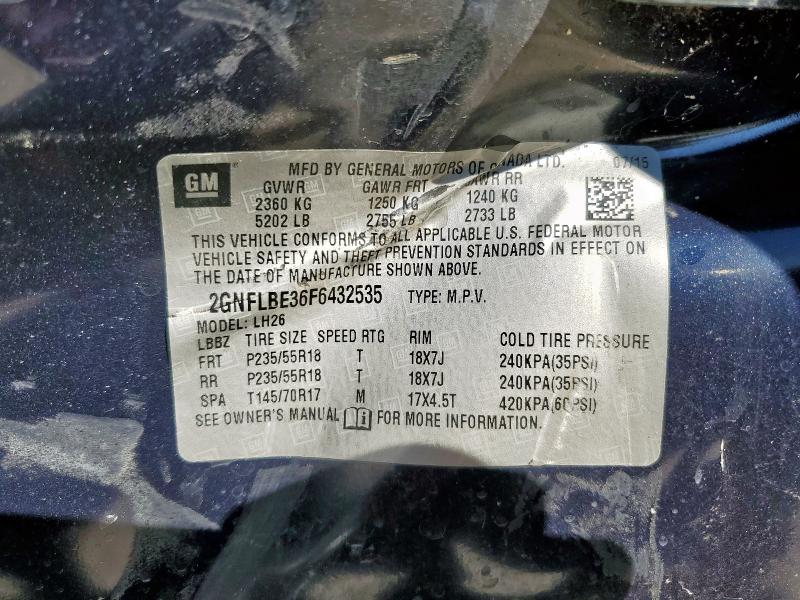 Photo 14 from auction – 2015 CHEVROLET EQUINOX LT with VIN 2GNFLBE36F6432535