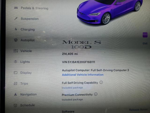 Photo 9 from auction – 2016 TESLA MODEL S with VIN 5YJSA1E20GF168111