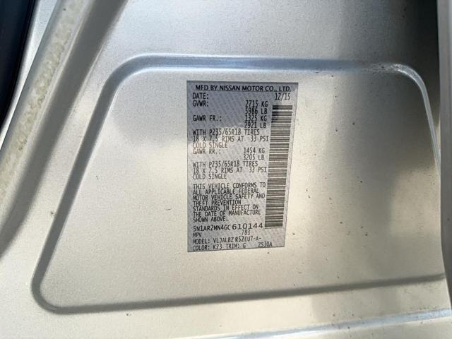 Photo 10 from auction – 2016 NISSAN PATHFINDER with VIN 5N1AR2MN4GC610144