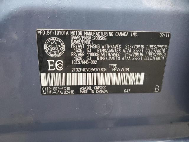 Photo 14 from auction – 2011 TOYOTA RAV4 with VIN 2T3ZF4DV0BW074634
