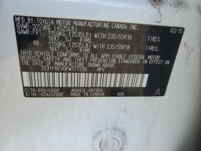 Photo 14 from auction – 2015 TOYOTA RAV4 LIMIT with VIN 2T3YFREV0FW177226