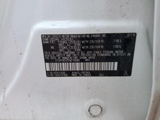 Photo 14 from auction – 2015 TOYOTA RAV4 with VIN 2T3YFREV7FW210898