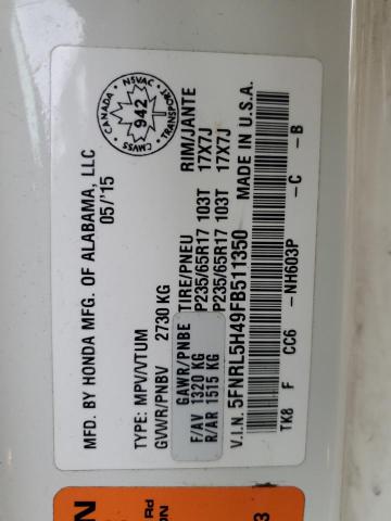 Photo 14 from auction – 2015 HONDA ODYSSEY EX with VIN 5FNRL5H49FB511350