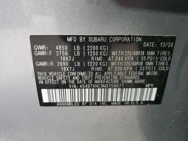 Photo 14 from auction – 2021 SUBARU OUTBACK LI with VIN 4S4BTANC9M3158071