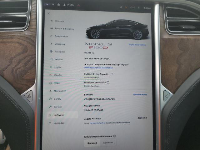 Photo 9 from auction – 2016 TESLA MODEL S with VIN 5YJSA1E45GF170034
